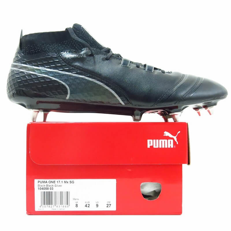 Old-Firm-Boots-Puma-One-17.1-SG-Black-K-Leather Football Boots