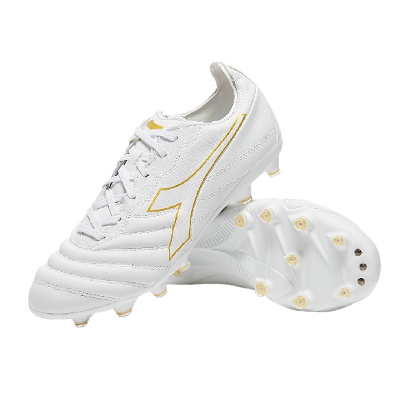 Diadora B-Elite Pro FG K-Leather – White/Gold 101175636-C1070 – Football Boots