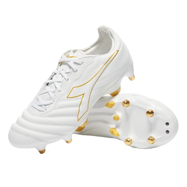 Diadora B-Elite Pro SG K-Leather – White/Gold 101176755-C1070 – Football Boots