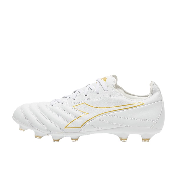 Old-Firm-Boots-Diadora-B-Elite-Pro-FG-K-Leather-White-Gold Football Boots