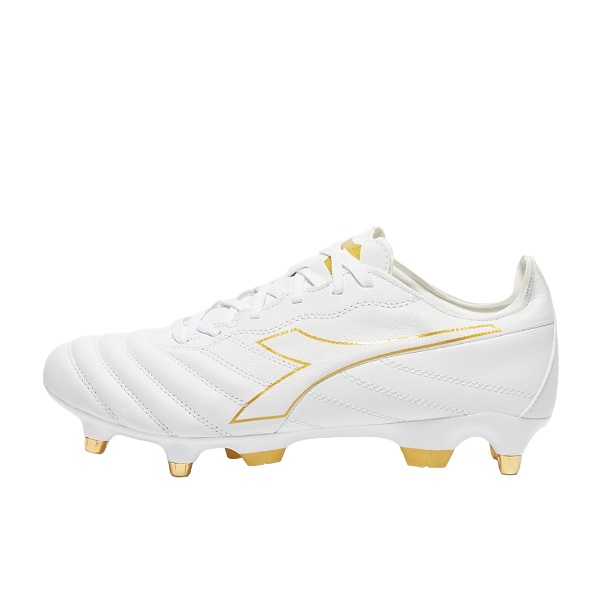 Old-Firm-Boots-Diadora-B-Elite-Pro-SG-K-Leather-White-Gold Football Boots