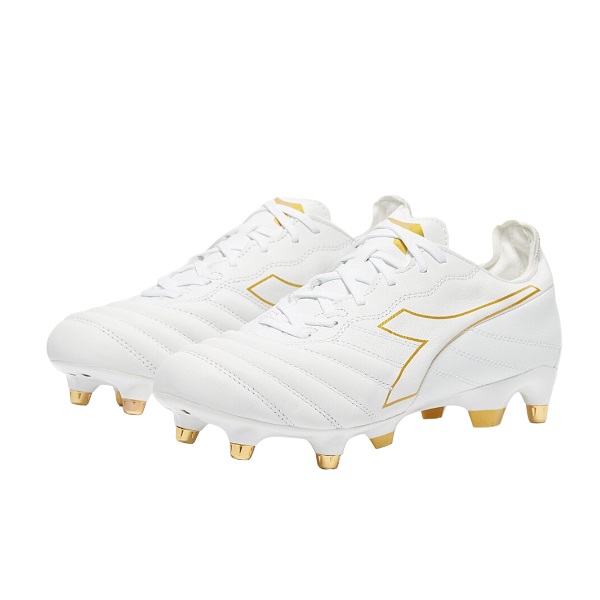 Old-Firm-Boots-Diadora-B-Elite-Pro-SG-K-Leather-White-Gold Football Boots